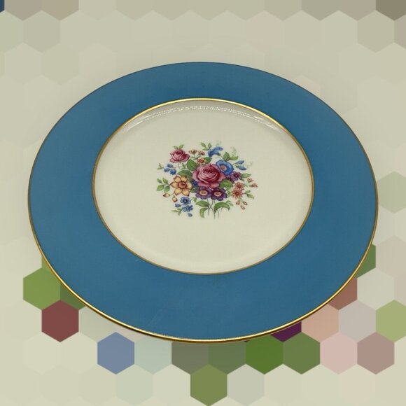 LENOX Stradivarius Turquoise Blue Smooth Edge Dinner Plate Vintage USA Collectib - Picture 5 of 16